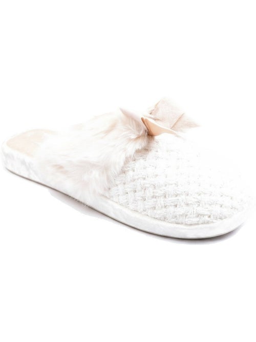 Ozabi mules femme, tricot fil lurex, encolure fausse fourrure et nœud - Kiabi Ozabi mules femme, tricot fil lurex, encolure fausse fourrure et nœud - Kiabi