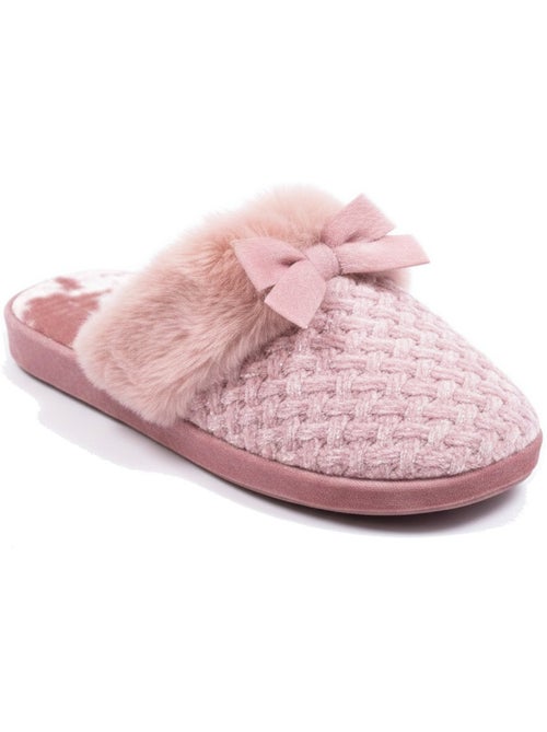 Ozabi mules femme, tricot fil lurex, encolure fausse fourrure et nœud - Kiabi Ozabi mules femme, tricot fil lurex, encolure fausse fourrure et nœud - Kiabi