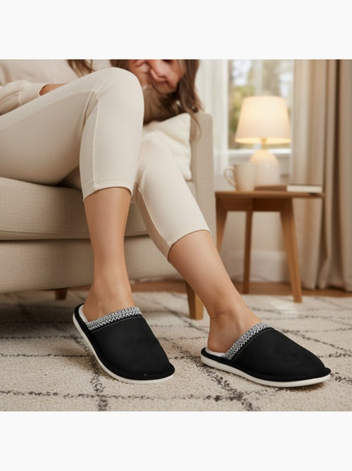 Ozabi mules femme unies, suédine synthétique, bordure tressée scandinave - Kiabi Ozabi mules femme unies, suédine synthétique, bordure tressée scandinave - Kiabi