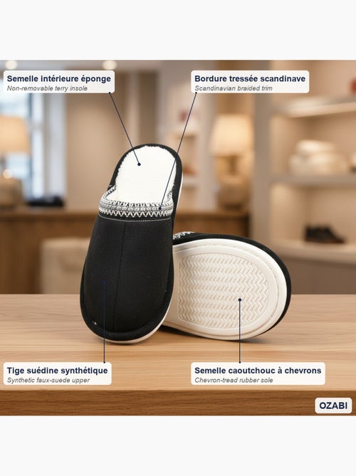 Ozabi mules femme unies, suédine synthétique, bordure tressée scandinave - Kiabi Ozabi mules femme unies, suédine synthétique, bordure tressée scandinave - Kiabi
