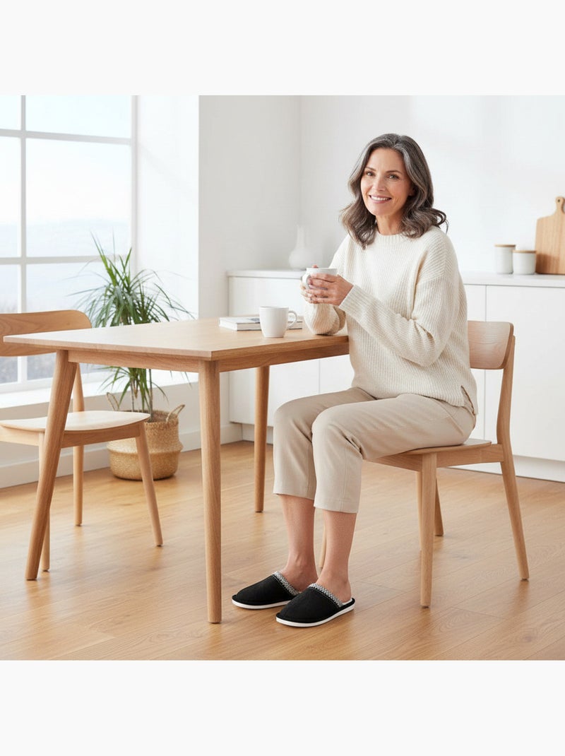 Ozabi mules femme unies, suédine synthétique, bordure tressée scandinave Noir - Kiabi