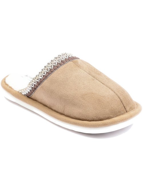 Ozabi mules femme unies, suédine synthétique, bordure tressée scandinave - Kiabi Ozabi mules femme unies, suédine synthétique, bordure tressée scandinave - Kiabi