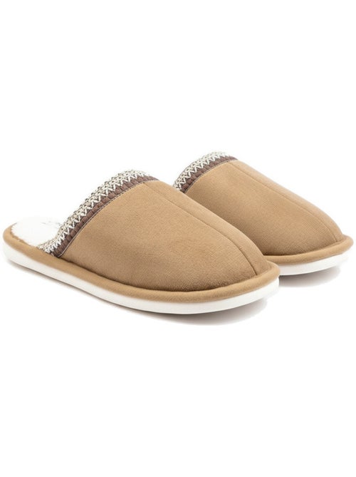 Ozabi mules femme unies, suédine synthétique, bordure tressée scandinave - Kiabi Ozabi mules femme unies, suédine synthétique, bordure tressée scandinave - Kiabi