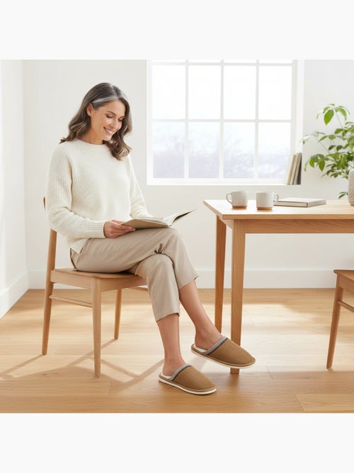 Ozabi mules femme unies, suédine synthétique, bordure tressée scandinave - Kiabi Ozabi mules femme unies, suédine synthétique, bordure tressée scandinave - Kiabi