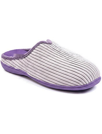 Ozabi mules femme unies, velours côtelé synthétique, passepoil fourrure
