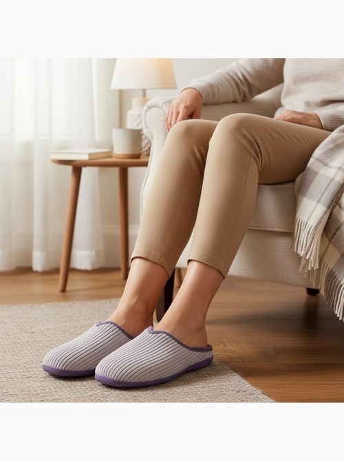 Ozabi mules femme unies, velours côtelé synthétique, passepoil fourrure - Kiabi Ozabi mules femme unies, velours côtelé synthétique, passepoil fourrure - Kiabi
