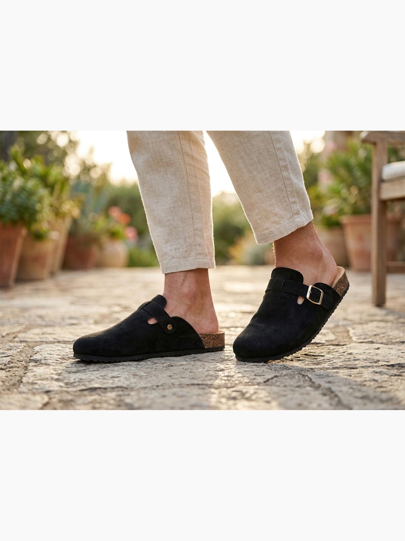 Ozabi mules sabots homme confort ergonomique boucle réglable Noir - Kiabi