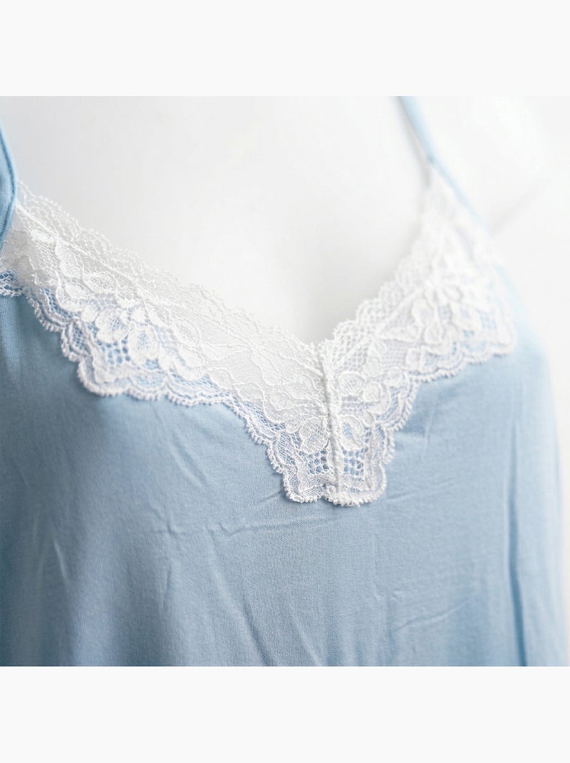 Ozabi nuisette en kimono dames 2-delig viscose bloementenkant riem Blauw - Kiabi