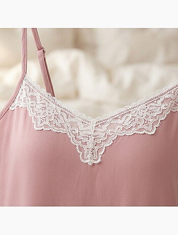 Ozabi nuisette en kimono dames 2-delig viscose bloementenkant riem
