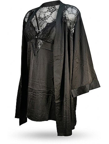 Ozabi nuisette en kimono dames satijn zijde-effect paillettenkant