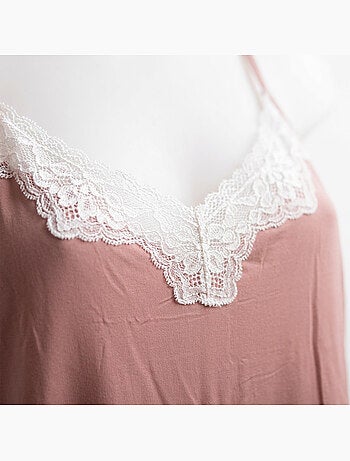 OZABI Nuisette et Kimono Femme 2 Pièces Viscose Dentelle Florale Ceinture