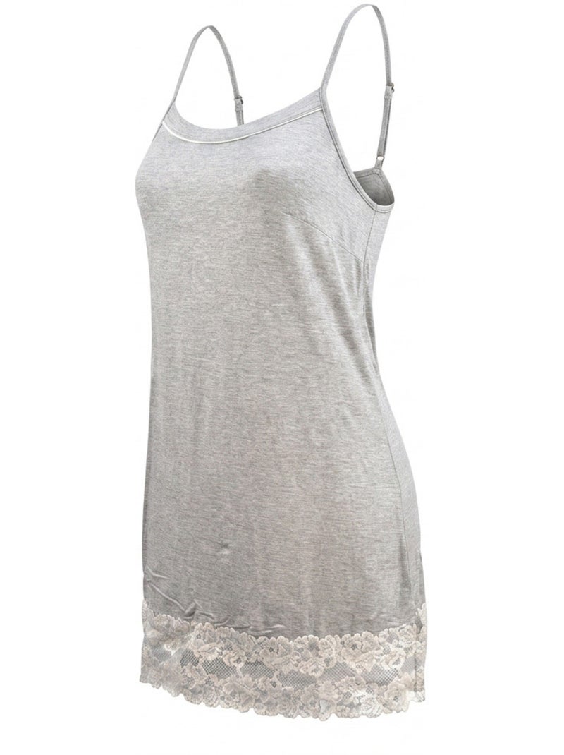 OZABI Nuisette Kimono Femme Dentelle Florale Viscose Loungewear 2 Pièces Gris - Kiabi