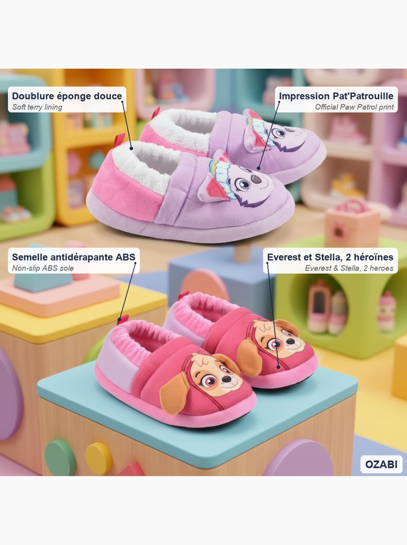 OZABI Pack 2 Paires Chaussons Enfant Pat Patrouille Antidérapants Rose - Kiabi