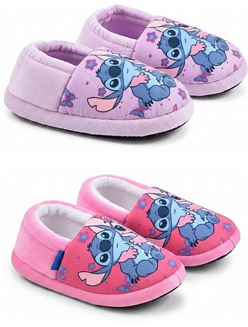 Ozabi pack 2 paires chaussons fille disney stitch fourrés antidérapants
