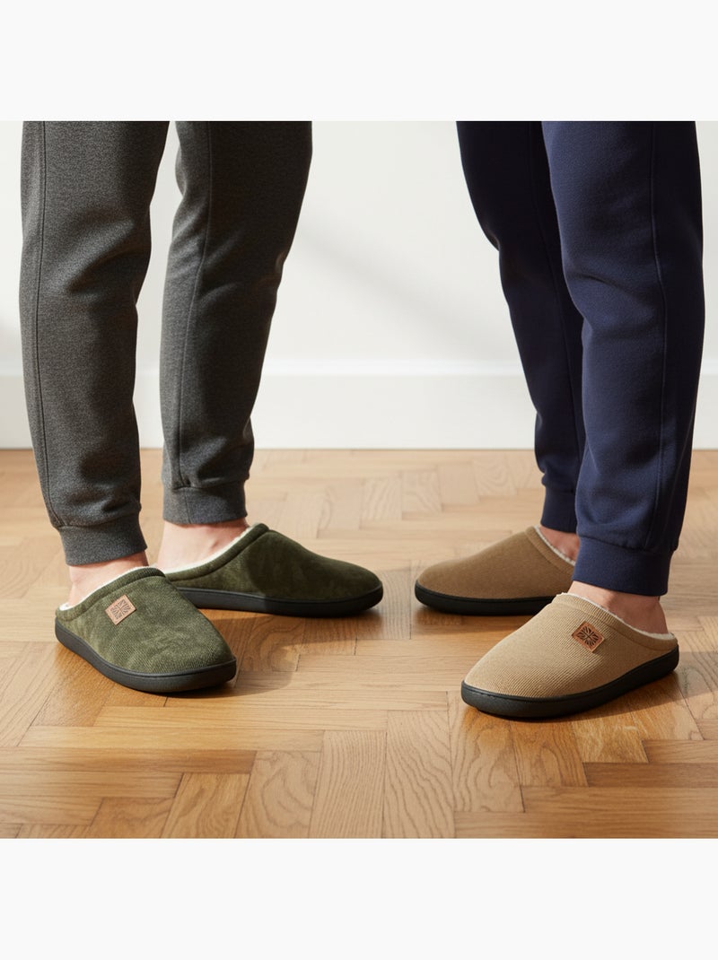 OZABI Pack 2 Paires Mules Homme Velours Côtelé Doublure Éponge Multicolore - Kiabi