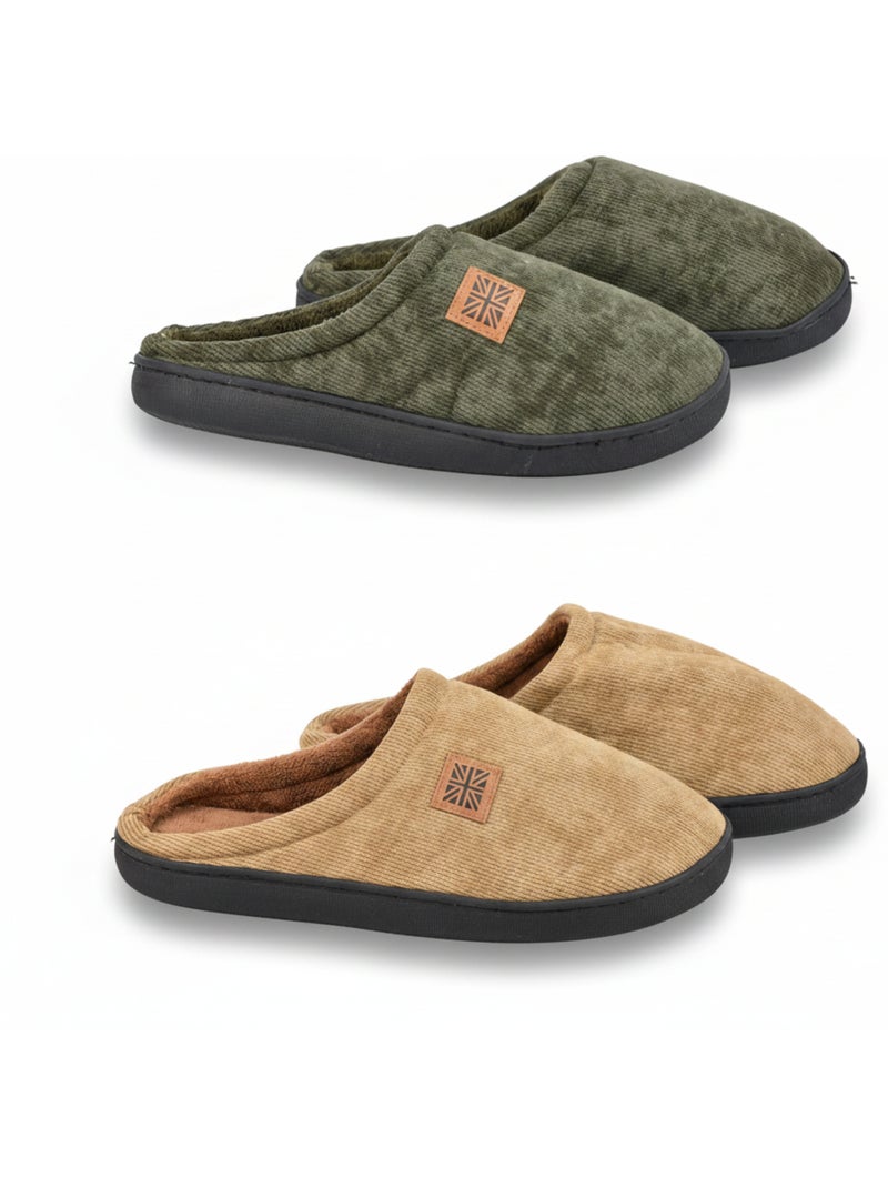 OZABI Pack 2 Paires Mules Homme Velours Côtelé Doublure Éponge Multicolore - Kiabi