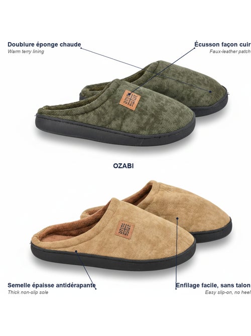 OZABI Pack 2 Paires Mules Homme Velours Côtelé Doublure Éponge - Kiabi OZABI Pack 2 Paires Mules Homme Velours Côtelé Doublure Éponge - Kiabi