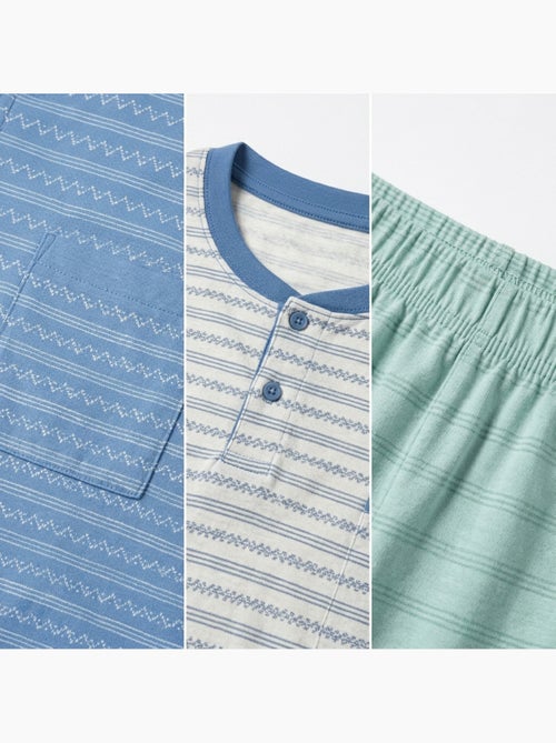 OZABI Pack 3 Pyjamas Courts Homme Coton Majoritaire, Col Bouton - Kiabi OZABI Pack 3 Pyjamas Courts Homme Coton Majoritaire, Col Bouton - Kiabi