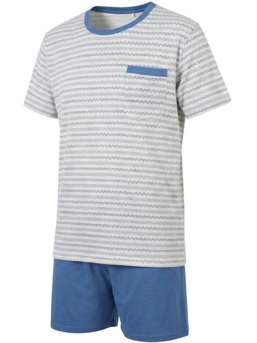 OZABI Pack 3 Pyjamas Courts Homme Coton Majoritaire, Col Bouton - Kiabi OZABI Pack 3 Pyjamas Courts Homme Coton Majoritaire, Col Bouton - Kiabi