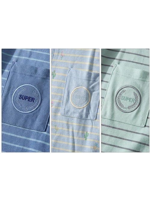 OZABI Pack 3 Pyjamas Courts Homme Coton Majoritaire, Col Bouton - Kiabi OZABI Pack 3 Pyjamas Courts Homme Coton Majoritaire, Col Bouton - Kiabi