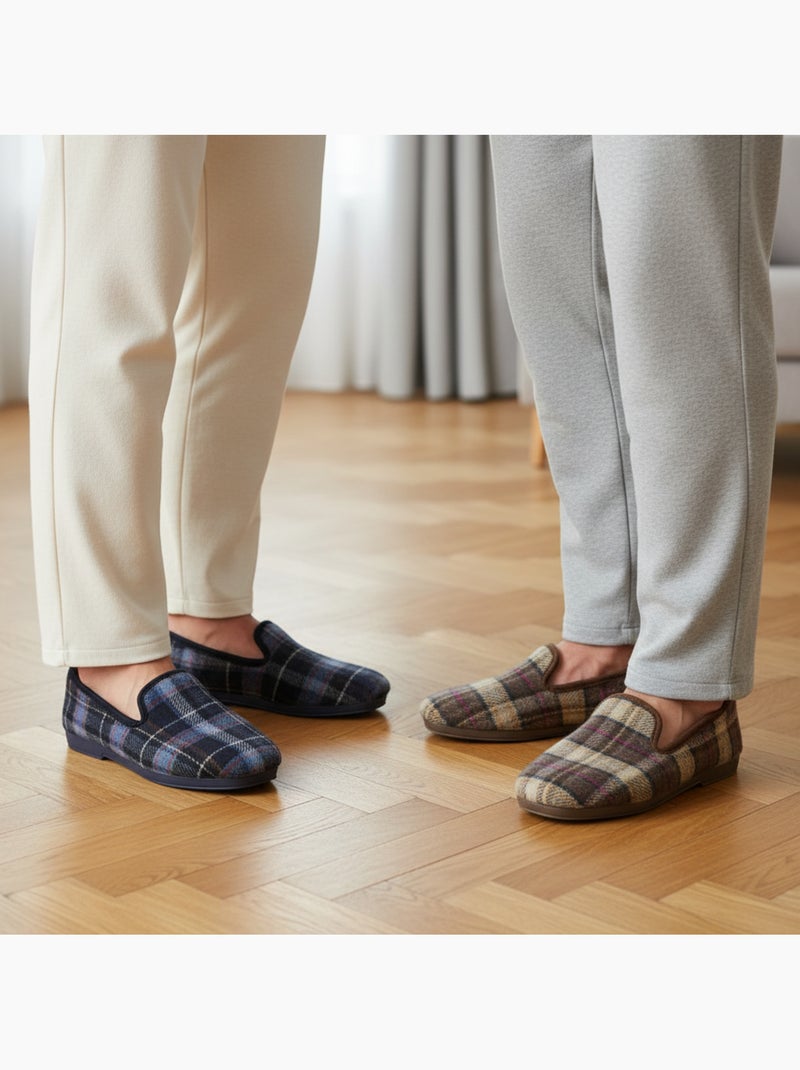 Ozabi pack de 2 paires pantoufles charentaises homme fabriquées en espagne Bleu Marron - Kiabi