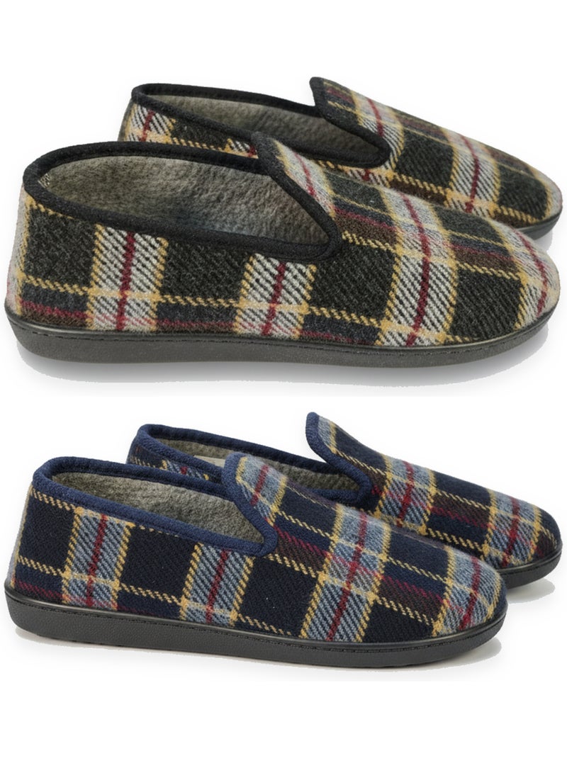 Ozabi pack de 2 paires pantoufles charentaises homme fabriquées en espagne Bleu Noir - Kiabi