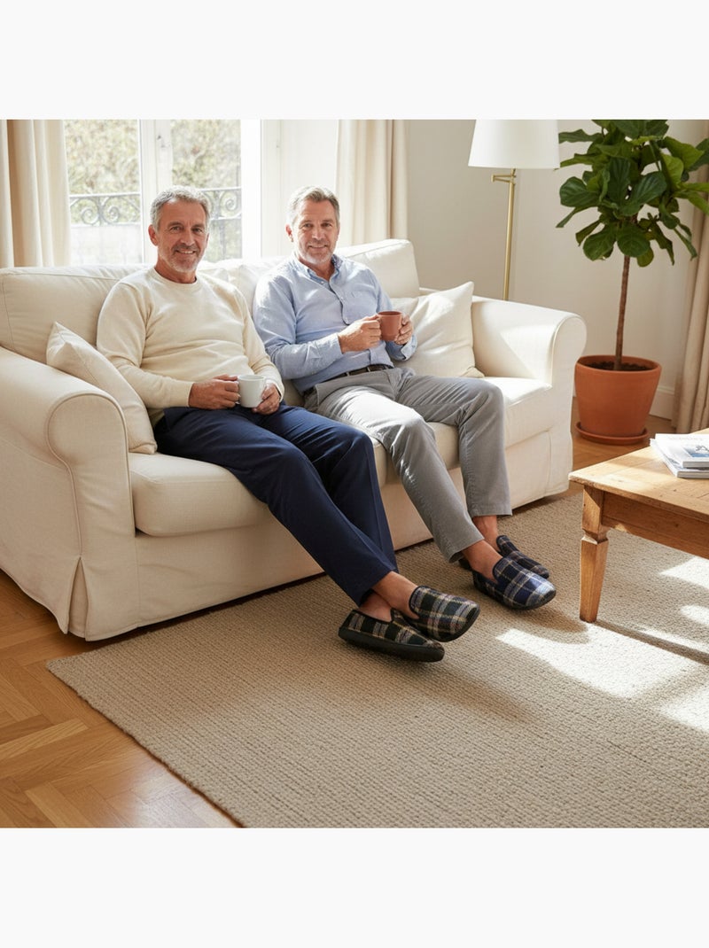 Ozabi pack de 2 paires pantoufles charentaises homme fabriquées en espagne Bleu Noir - Kiabi
