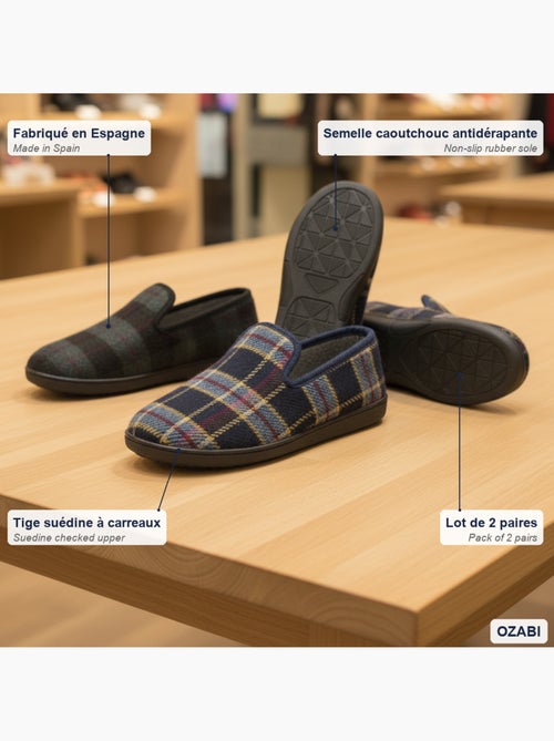 Ozabi pack de 2 paires pantoufles charentaises homme fabriquées en espagne - Kiabi Ozabi pack de 2 paires pantoufles charentaises homme fabriquées en espagne - Kiabi