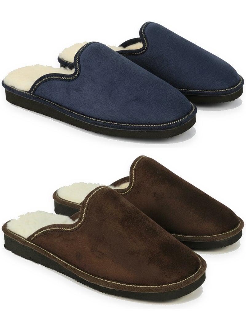 Ozabi pack de 2 paires pantoufles mules homme fabriquées en espagne Marron - Kiabi
