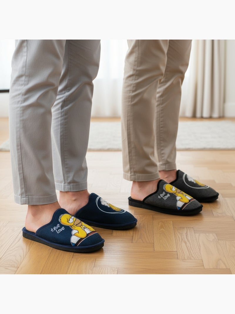 Ozabi pack de 2 paires pantoufles mules homme fantaisie motif dessin animé Bleu Gris - Kiabi