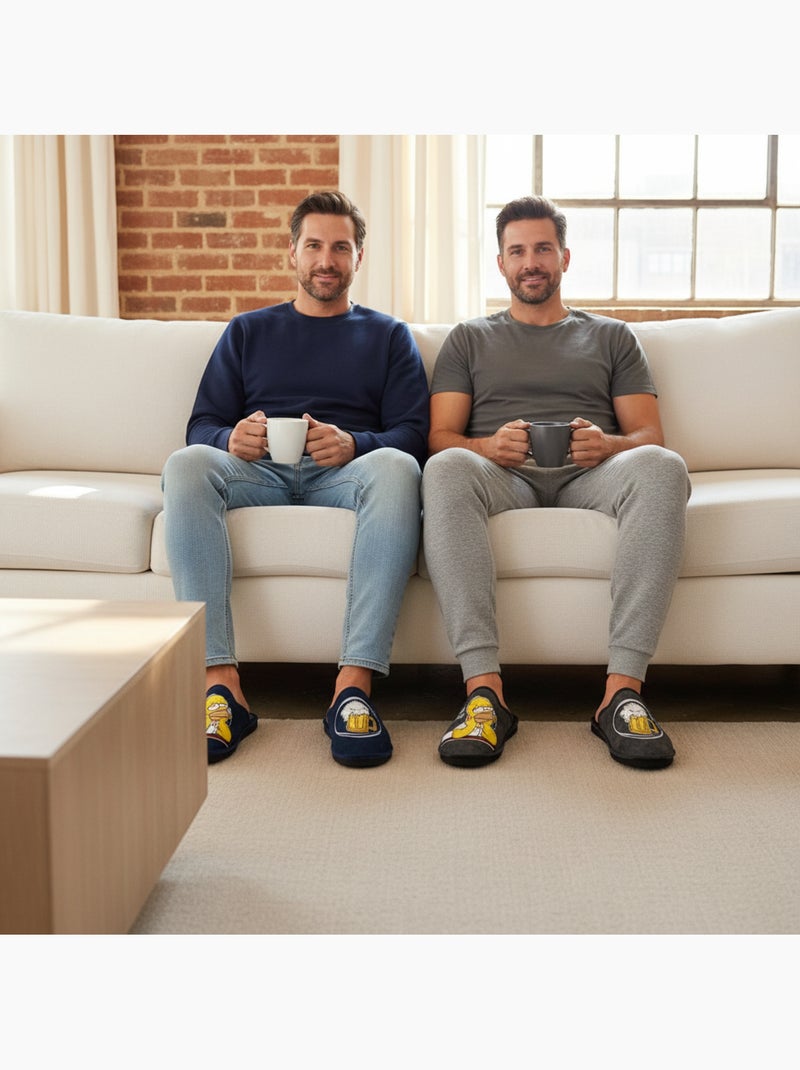 Ozabi pack de 2 paires pantoufles mules homme fantaisie motif dessin animé Bleu Gris - Kiabi