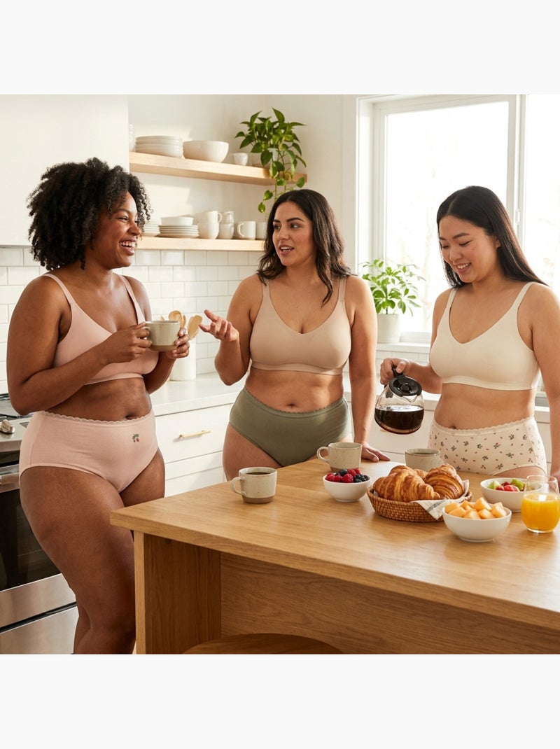 OZABI Pack de Culottes Femme Taille Haute Coton – Lot de 6 Beige/Rose/Vert d eau - Kiabi