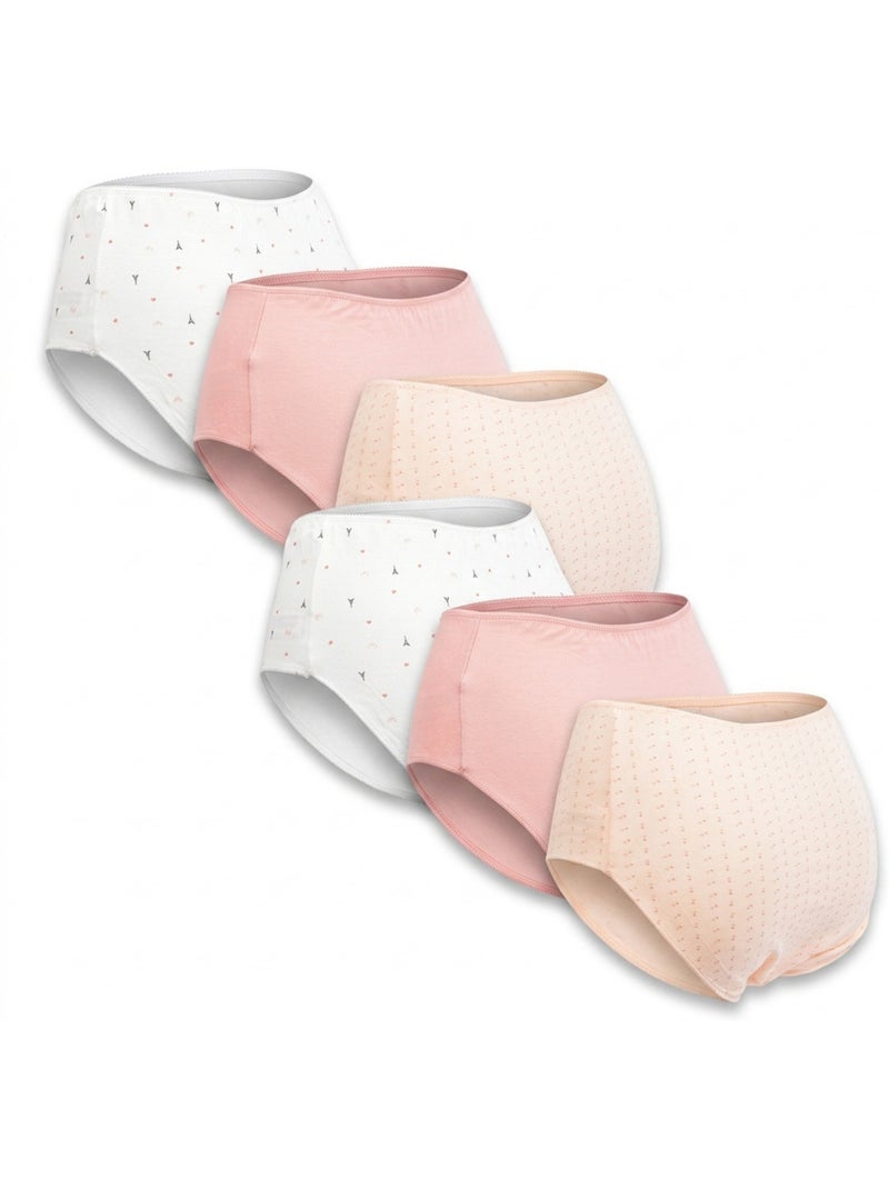 OZABI Pack de Culottes Femme Taille Haute Coton – Lot de 6 Blanc / Rose / Beige - Kiabi
