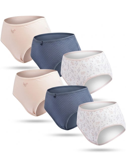 OZABI Pack de Culottes Femme Taille Haute Coton – Lot de 6 - Kiabi OZABI Pack de Culottes Femme Taille Haute Coton – Lot de 6 - Kiabi
