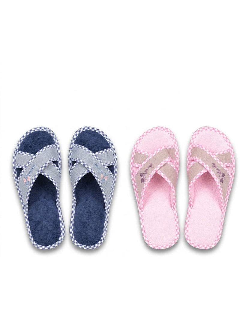 OZABI Pantoffelmule dames set 2 paar gekruiste bandjes print IJsblauw - Kiabi