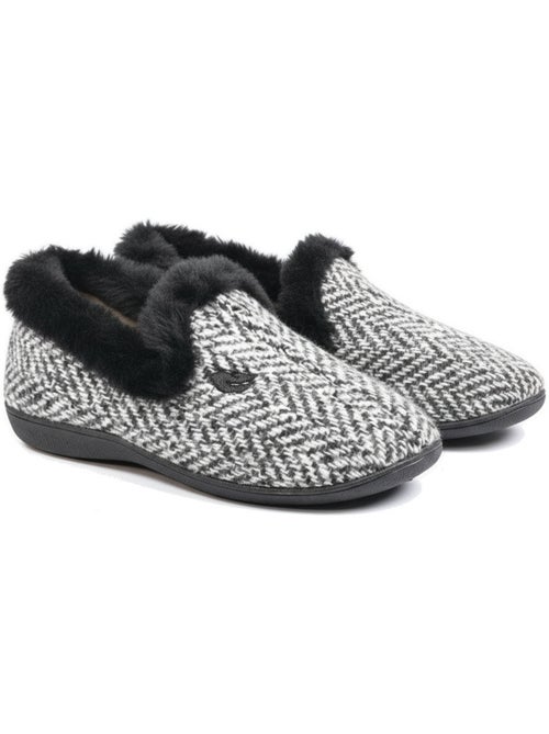 Ozabi pantoffels dames gevoerd fantasie geborduurd, kraag nepbont - Kiabi Ozabi pantoffels dames gevoerd fantasie geborduurd, kraag nepbont - Kiabi