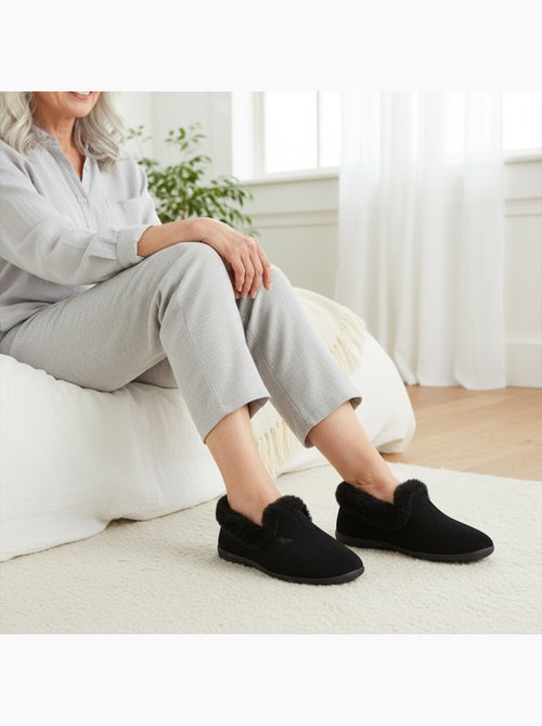 Ozabi pantoffels dames gevoerd fantasie geborduurd, kraag nepbont - Kiabi Ozabi pantoffels dames gevoerd fantasie geborduurd, kraag nepbont - Kiabi