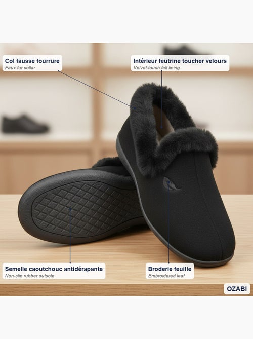 Ozabi pantoffels dames gevoerd fantasie geborduurd, kraag nepbont - Kiabi Ozabi pantoffels dames gevoerd fantasie geborduurd, kraag nepbont - Kiabi