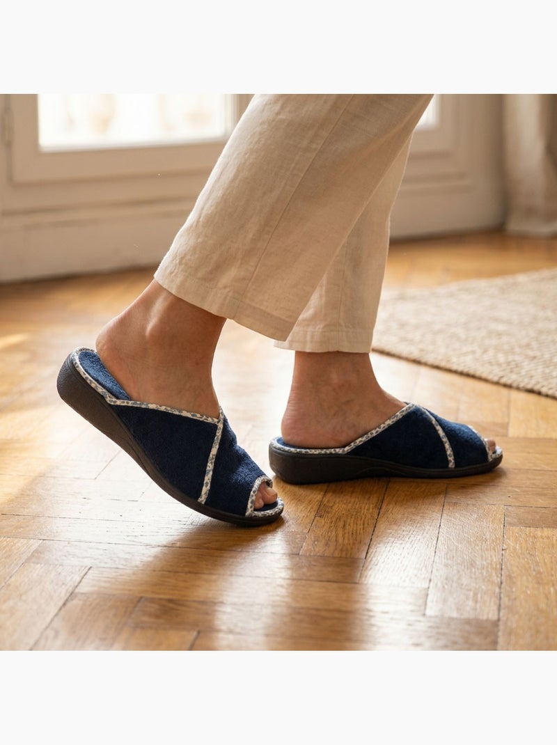 OZABI-Pantoufle Mule Femme Eponge Respirante Fabrication Espagnole, Bout Ouvert Bleu marine - Kiabi