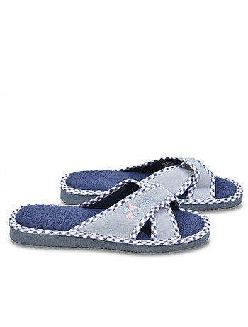 OZABI-Pantoufle Mule Femme Pack 2 Paires Sangles Croisees Imprimees