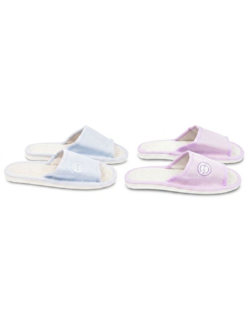 OZABI-Pantoufle Mule Femme Pack 2 Paires Tissu Gaufre Bout Ouvert - Kiabi