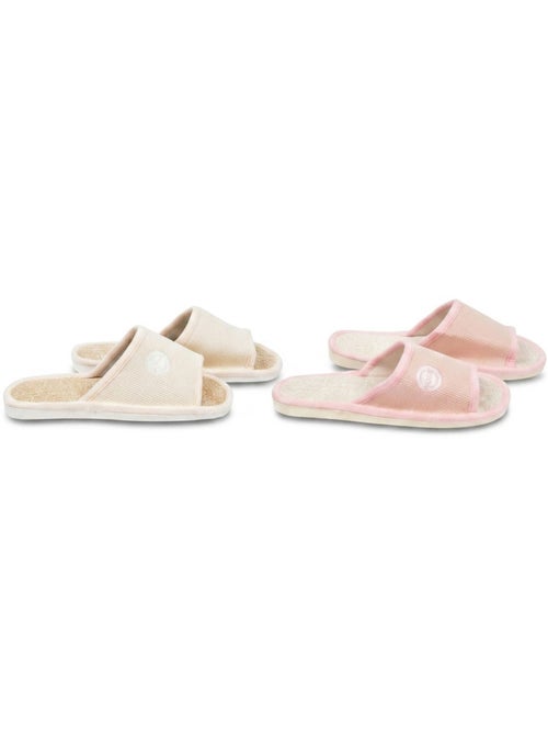 OZABI-Pantoufle Mule Femme Pack 2 Paires Tissu Gaufre Bout Ouvert - Kiabi OZABI-Pantoufle Mule Femme Pack 2 Paires Tissu Gaufre Bout Ouvert - Kiabi