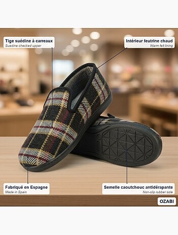 Ozabi pantoufles charentaises homme fabriquées en espagne carreaux écossais