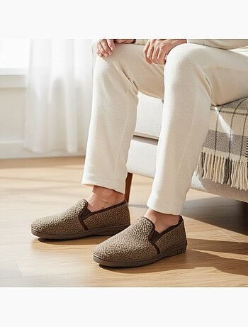 Ozabi pantoufles charentaises homme fabriquées en espagne, effet structuré