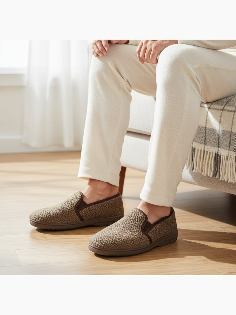 Ozabi pantoufles charentaises homme fabriquées en espagne, effet structuré Marron havane - Kiabi