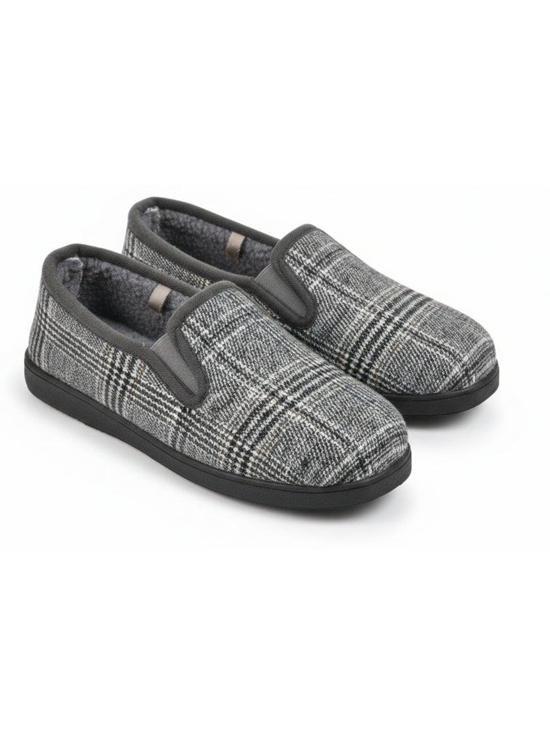 Ozabi pantoufles charentaises homme fourrées prince-de-galles antidérapantes Gris - Kiabi