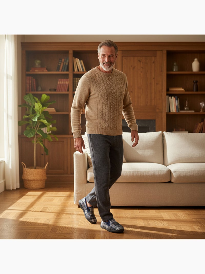 Ozabi pantoufles charentaises homme fourrées semelle antidérapante Bleu marine - Kiabi