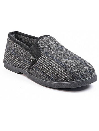 Ozabi pantoufles charentaises homme fourrées, tige textile à carreaux