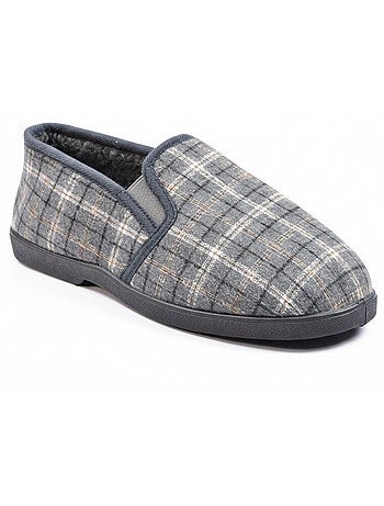 Ozabi pantoufles charentaises homme fourrées, tige textile à carreaux