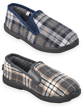 Ozabi pantoufles charentaises homme pack de 2 paires semelle antidérapante
